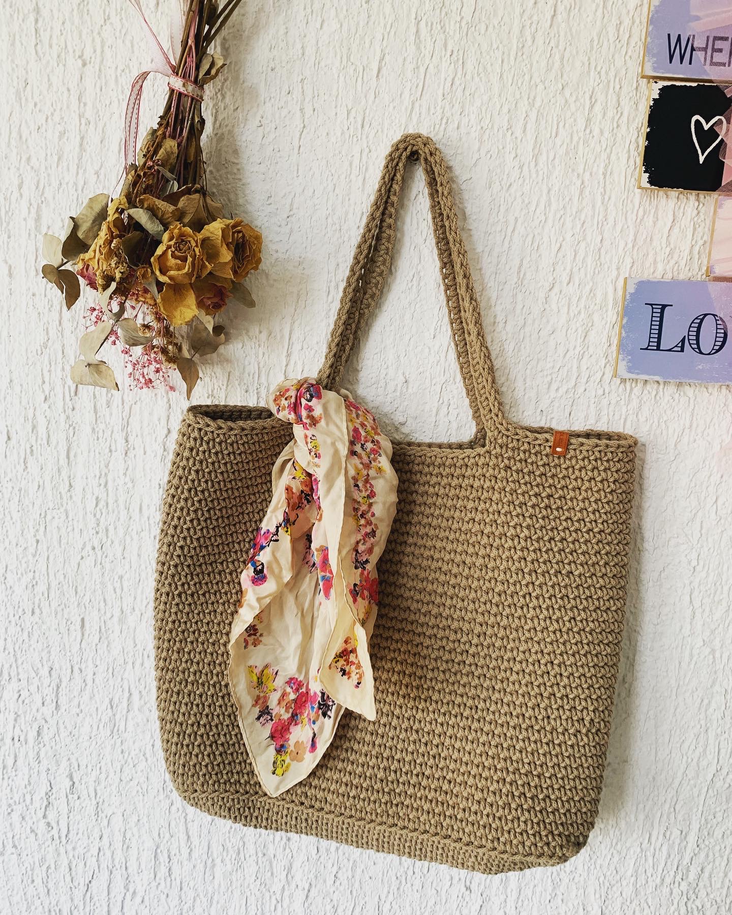 Crochet big tote bag